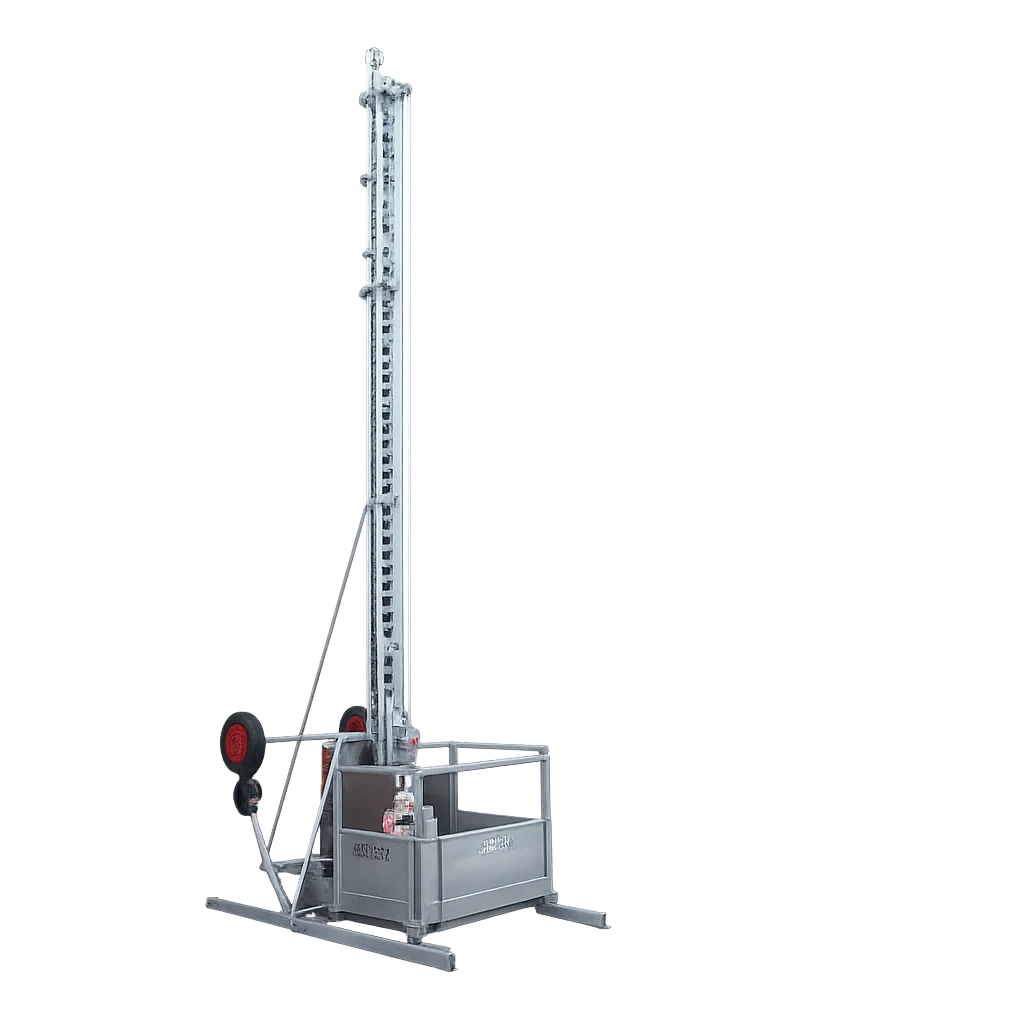 Bouwlift staaldraad 250 kg, 230V, 7 mtr mast
