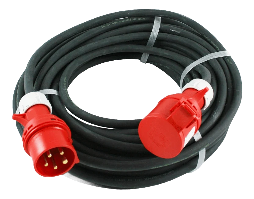 Verlengkabel 5×6 mm2, 25 mtr, 380V, 32A