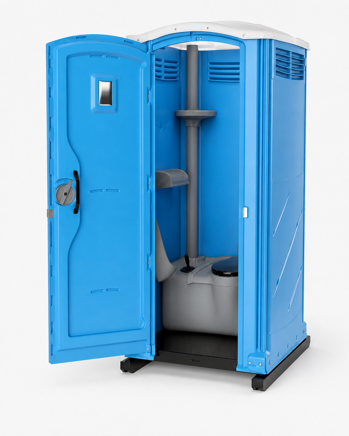 Geopende luxe mobiele toiletcabine met handwasbak